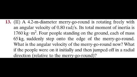 A 4.2 -m-diameter merry-go-round is rotating frecly with an angular velocity of 0.80 rad/s. Its tot