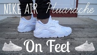 nike white huarache on feet