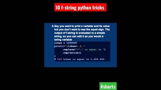 10 f-string python tricks! #fstrings #python #pythonista#shorts #trending #software #tricks #coding