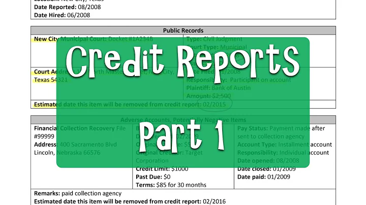 Pre-AP - Credit Reports, Part 1