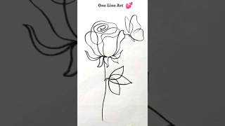 One Line Drawing Butterfly Love's Rose, One line art ❤️ #shorts