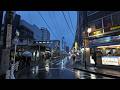 雨の東中野 青い夕暮れ - Twilight Rain in Higashi-Nakano: Blue hour reflections【4K Japan Walk】