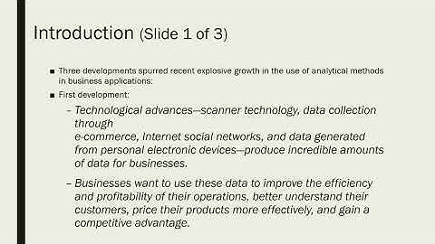 Intro to Business Analytics Part 1