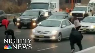 Hundreds Of Thousands Of Dollars Spill Out Of Truck Onto New Jersey Highway | NBC Nightly News