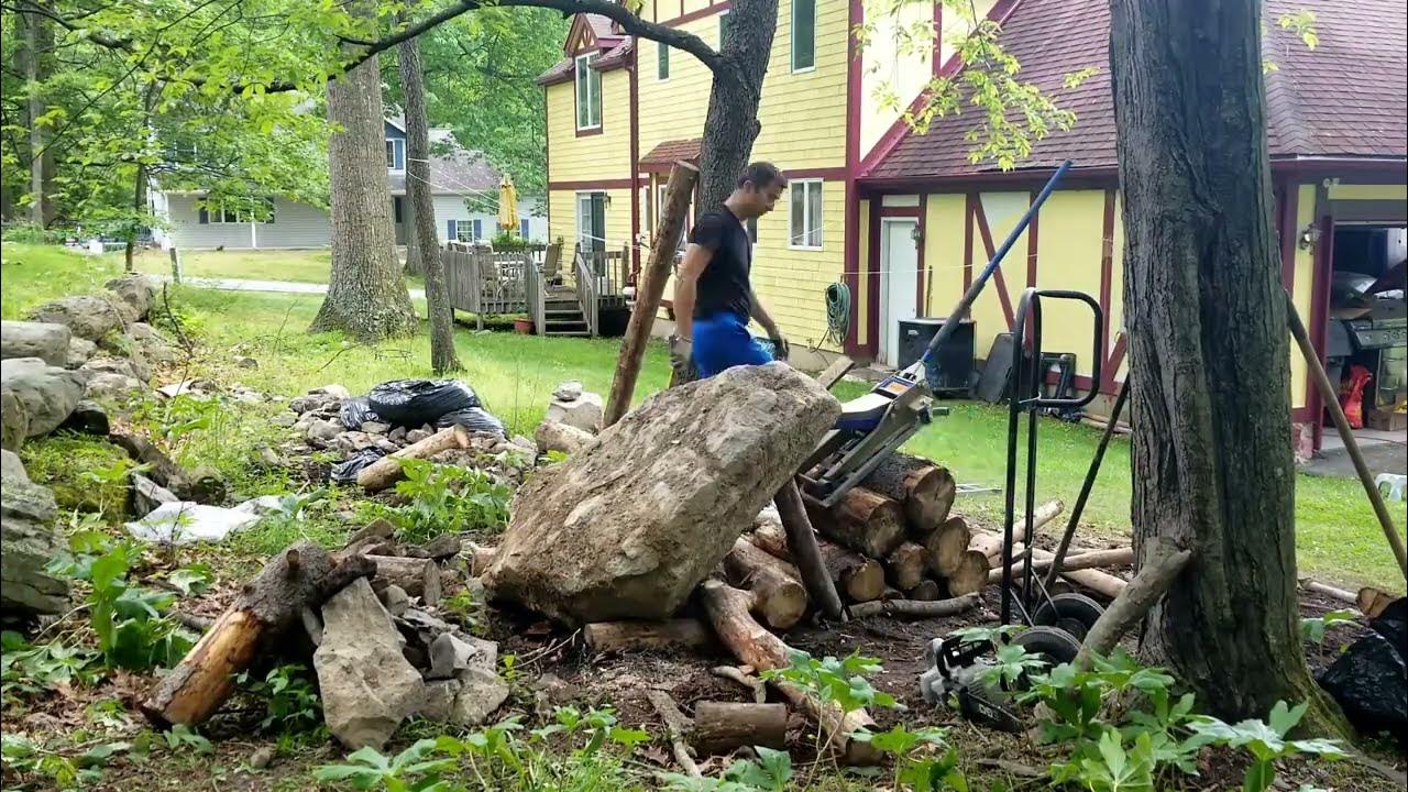 Building Stone Garden, How to move big rocks by yourself moving large