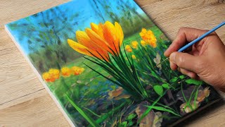 Painting a Crocuses / Acrylic Painting / Vadym art