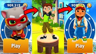 Talking Tom Hero Dash vs Ben 10 Alien Run vs Subway Surfers Gameplay screenshot 3
