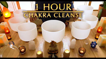 1 Hour Chakra Cleanse Sound Bath | Crystal Singing Bowls | Rebalance | Sleep | Unintentional ASMR