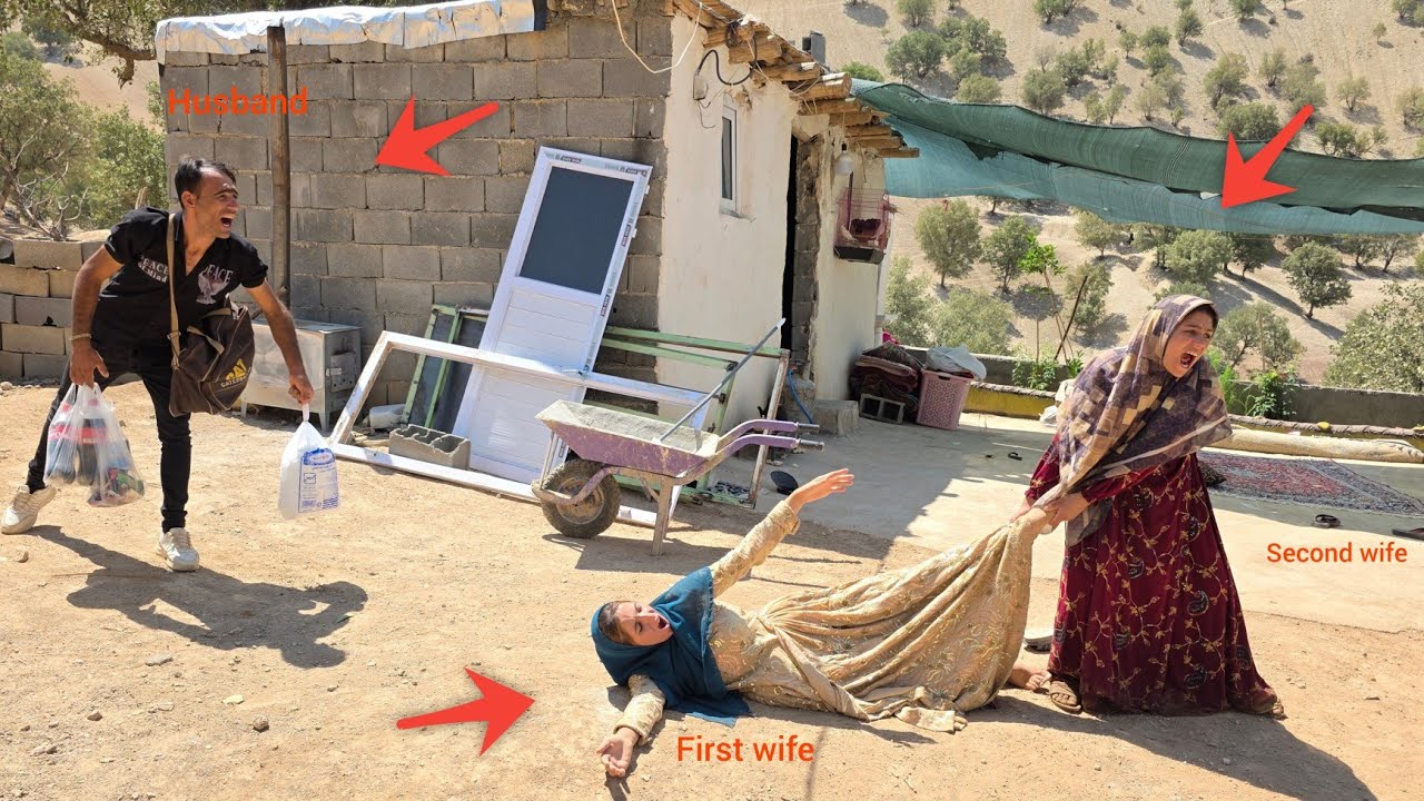 The husband returned in time and saved his first wife from the evil second wife.