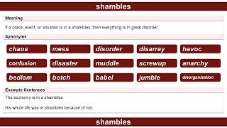shambles, Thesaurus, Synonyms, Vocabulary Development, English Practice for Fluency #Words