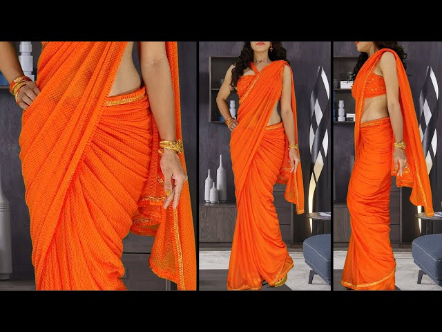 How To Drape Saree In Different Style | Saree Draping Like Bollywood Actress class=