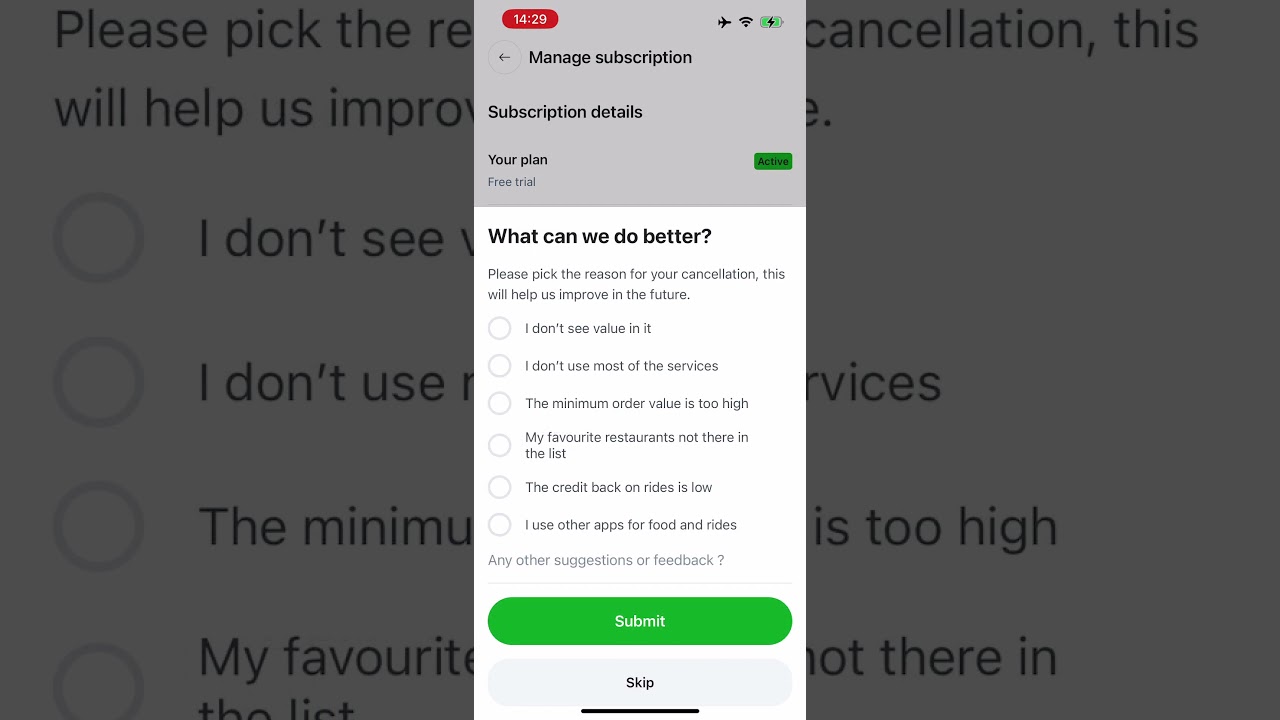 Cancelling your subscription on Careem