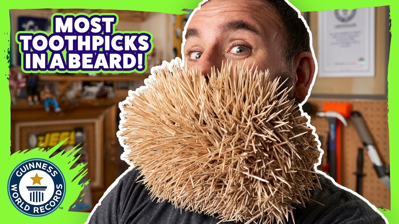 Most toothpicks in the beard - Meet The Record Breakers - YouTube
