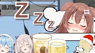 A Very Drunk Korone Falls Asleep Mid-Stream [Drunk Hololive Among Us Christmas/Eng Subs]