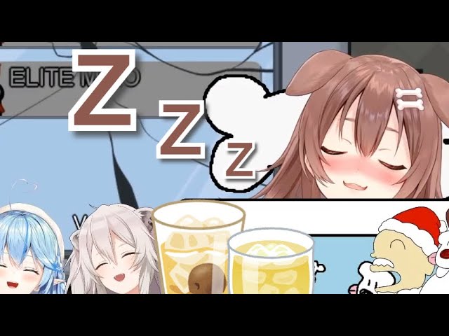 A Very Drunk Korone Falls Asleep Mid-Stream [Drunk Hololive Among Us Christmas/Eng Subs]