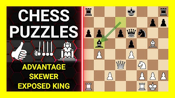 Chess Puzzles to Practice. Themes: Advantage, Skewer, Exposed king. Learn Chess
