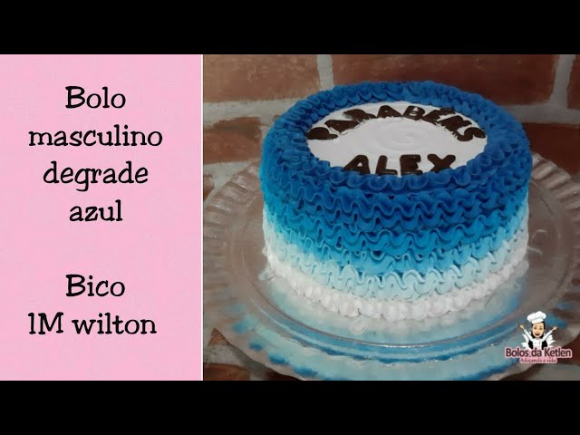 Bolo masculino, Topper, Chantilly azul, Degrade