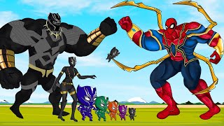 Family BLACK PANTHER WAKANDA FOREVER vs IRON SPIDERMAN : Evolution Mystery - SUPER HEROES MOVIE