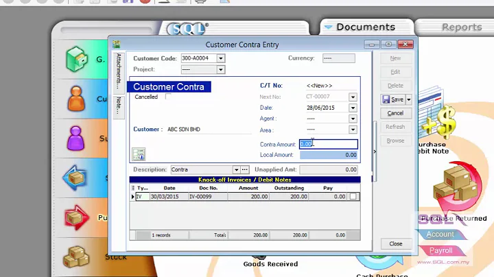 SQL ACCOUNT SOFTWARE | 07 Customer Contra and Supplier Contra (Customer) | IPOHONLINE