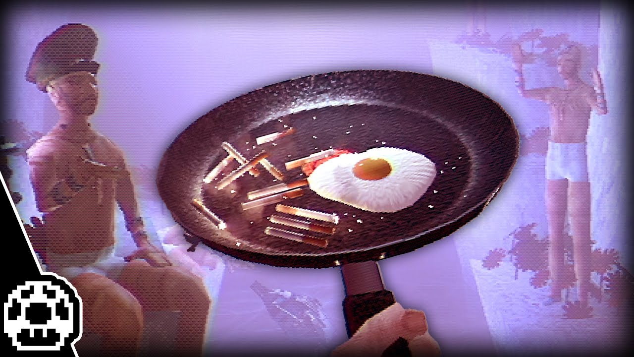 Buben brutzeln Spiegeleier.