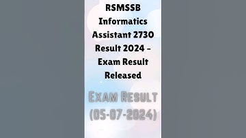 RSMSSB Informatics Assistant 2023 Exam Result Released #rsmssb #result #informaticsassistant2023