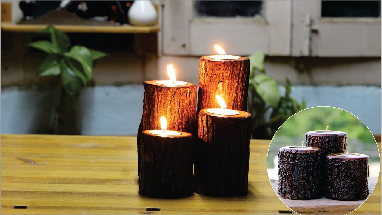 Log Tea Light Holder YouTube