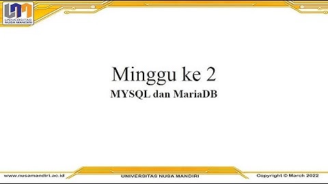 Aplikasi Database MySql - Pertemuan 2