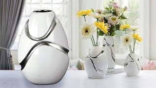 Stylist Flower Vase making || Cement flower vase - Gypsum flower vase