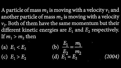 A particle of mass m1 is moving with a velocity v1 and another particle of mass m WEP DTS 02 Q8