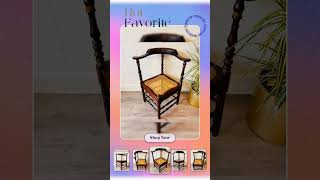 Wood And Rattan Corner Chair Mid Century Accent Chair, Small Vintage Side Chair