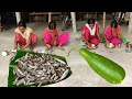 New style small fish recipe with fresh lau by santali tribe girl  rural villagers lifestyle