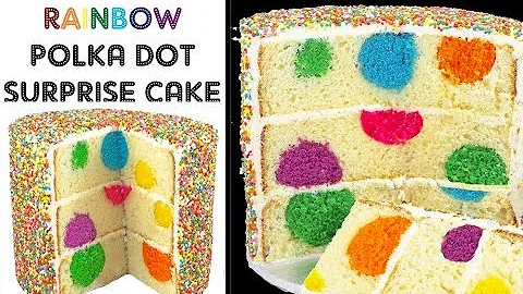 Rainbow Polka Dot Cake - Surprise Inside Sprinkle Cakes with Cupcake Addiction