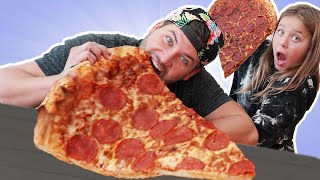 We Made a Giant Pizza w\/ Giant Pizza Slice Hack!! DIY Foods Challenge