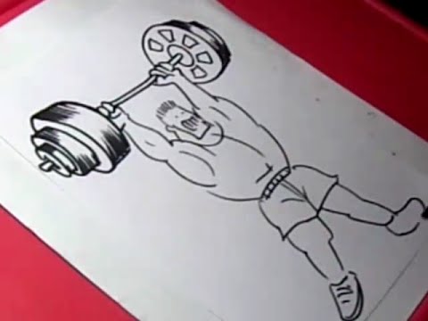 How to draw WEIGHT LIFTER DRAWING step by step - YouTube