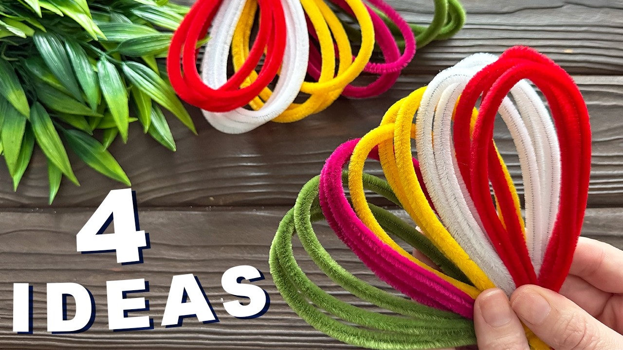 4 IDEAS 💥 Easy Pipe Cleaner Crafts Pipe Cleaner Chenille Decoration Ideas