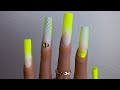 Neon Yellow Gucci Inspired Nails 💛💅🏼🐝 #gucci #neon #neonnails #yellownails #glitterbels #nails
