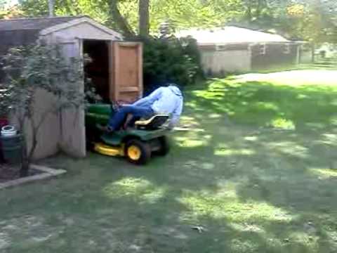 How NOT to put a lawn mower in a shed - YouTube