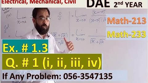 Lec. 14 | DAE 2nd Year Math |Exercise 1.3 | Q.No. 1 | 1 2 3 4 |Functions and Limits| Math 213  233 |