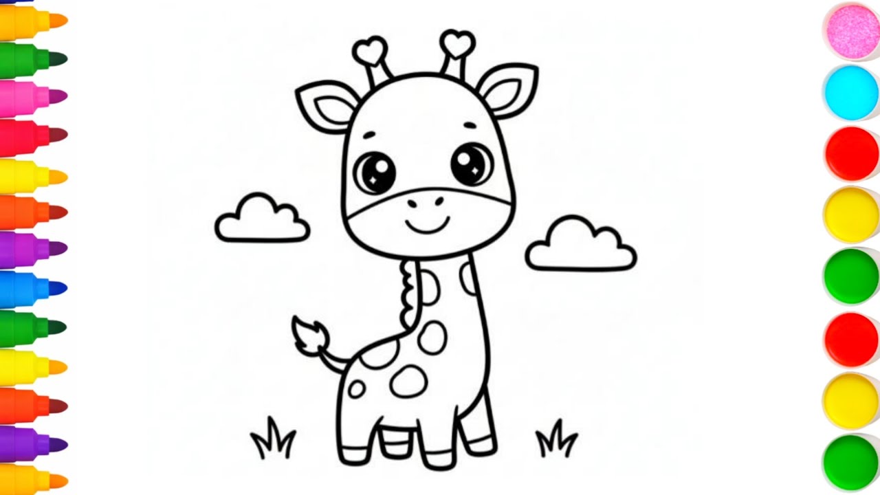 Coloring a Cute Giraffe Easily | Coloring Tutorial for Kids