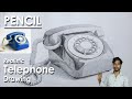 How to Draw A Realistic Telephone in Pencil | step by step shading
