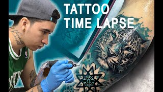 How to tattoo TIGER  TATTOO TIME LAPSE