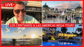 LIVE: MEGA TOUR! Los Cristianos to Las Americas! Hotels, Bars, Restaurants & More!Tenerife! ☀