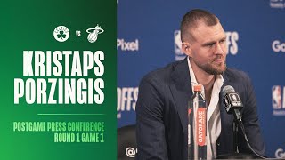 Kristaps Porzingis Postgame Press Conference | Round 1 Game 1 vs. Miami Heat