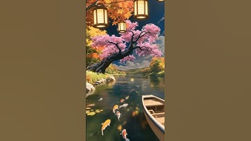 🌌 Enchanted Riverside ✨ Lanterns and Lights Reveal a Golden Sakura Tree 🌸