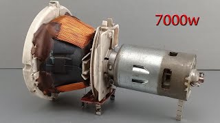 : How to make free 220v 7000w electricity generator with TV transformer and DC motor