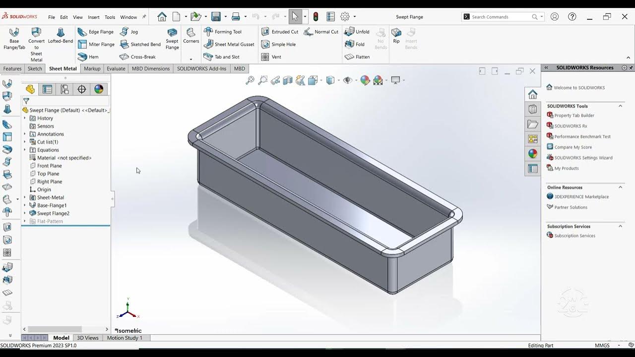 How to generate Swept Flange in SolidWorks sheet metal YouTube