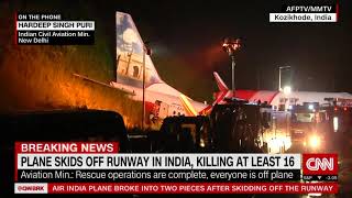 Plane skids off runway in India, killing at least 16