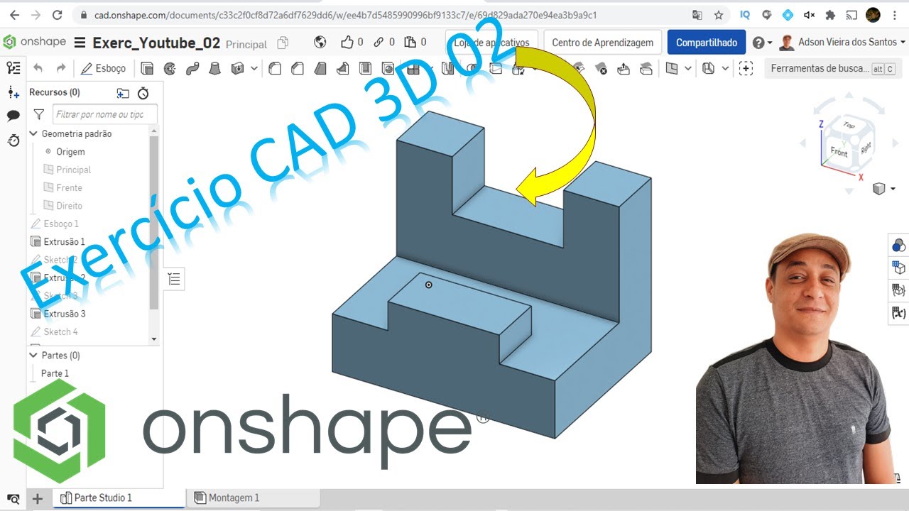Onshape Modelagem 3D CAD Exercício 02 - YouTube