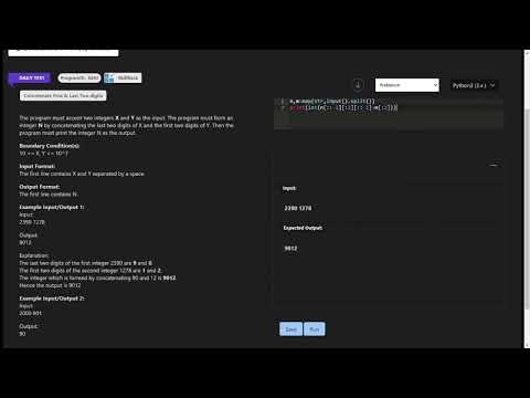 SKILLRACK | DAILY TEST | 17/09/2023 |CONCATENATE FIRST&LAST TWO DIGITS | PROGRAM ID 9487 | PYTHON ||