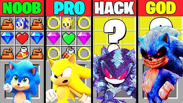 Minecraft Battle: SUPER SONIC MUTANT CRAFTING CHALLENGE NOOB vs PRO vs HACKER vs GOD Funny Animation